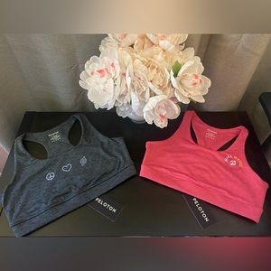 New Lot of 2 Peloton Sports Bra Heathered Strappy Gray and Pink Size Small